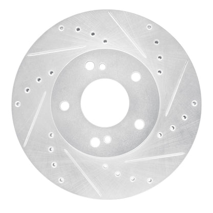 R1 Concepts R1 89-90 Nissan 300ZX Front Right Drilled & Slotted Silver Brake Rotor