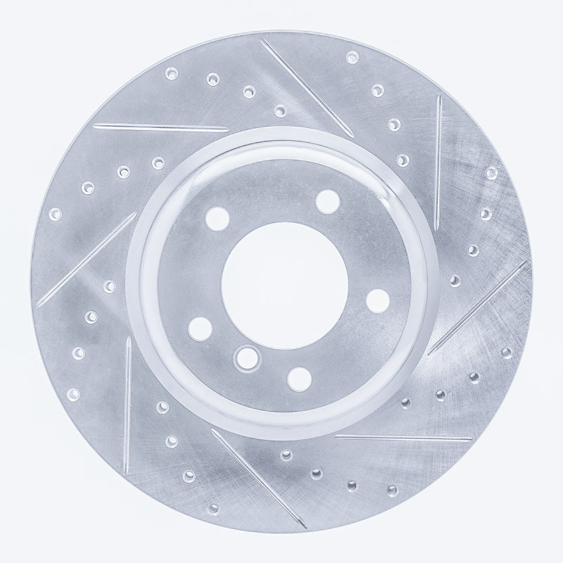 R1 Concepts R1 06-13 BMW 330I Front Right Drilled & Slotted Silver Brake Rotor