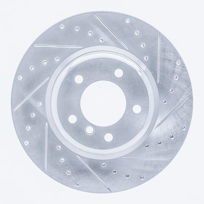 R1 Concepts R1 06-13 BMW 330I Front Right Drilled & Slotted Silver Brake Rotor