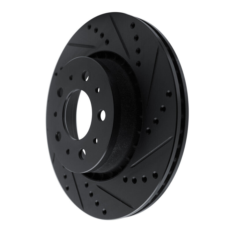 R1 Concepts R1 82-92 Volvo 740 Front Right Drilled & Slotted Black Brake Rotor