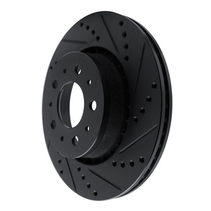 R1 Concepts R1 82-92 Volvo 740 Front Right Drilled & Slotted Black Brake Rotor