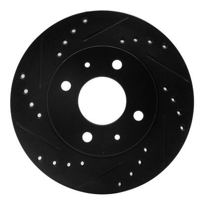 R1 Concepts R1 86-17 Nissan NX Front Left Drilled & Slotted Black Brake Rotor