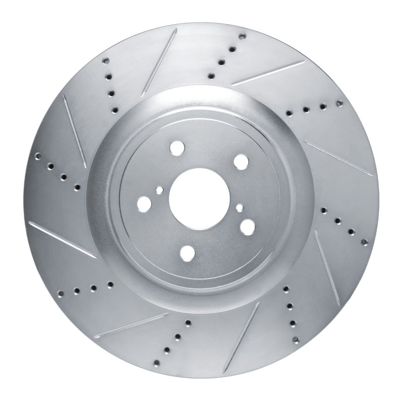 R1 Concepts R1 15-22 Lexus RC F Left Front Drilled & Slotted Silver Brake Rotor