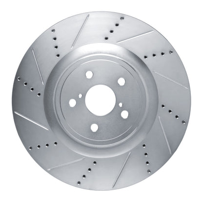 R1 Concepts R1 15-22 Lexus RC F Left Front Drilled & Slotted Silver Brake Rotor