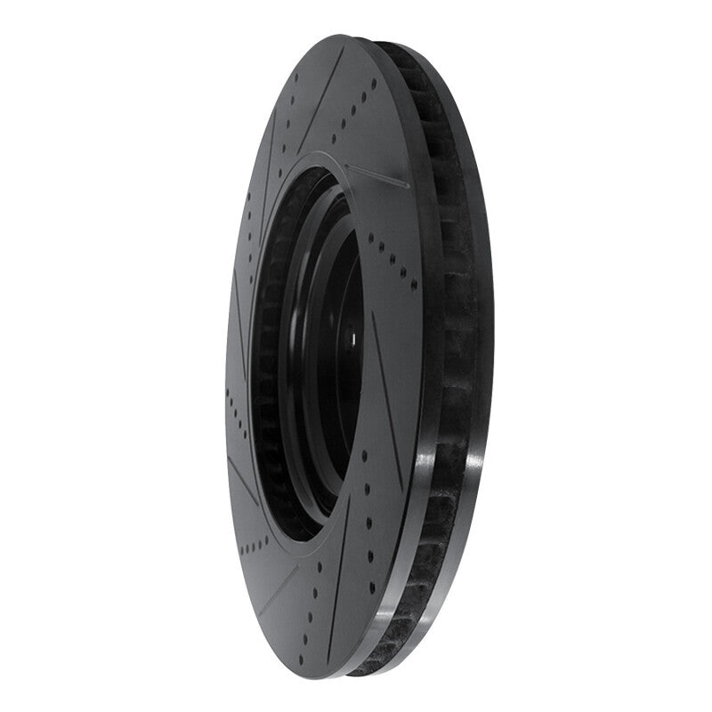 R1 Concepts R1 10-17 Lexus LS460 Left Front Drilled & Slotted Black Brake Rotor