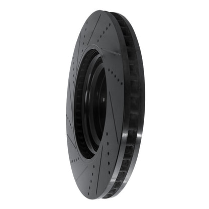 R1 Concepts R1 10-17 Lexus LS460 Left Front Drilled & Slotted Black Brake Rotor