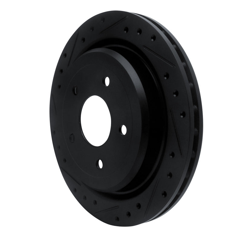 R1 Concepts R1 97-13 Cadillac XLR Rear Left Drilled & Slotted Black Brake Rotor