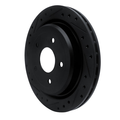 R1 Concepts R1 97-13 Cadillac XLR Rear Left Drilled & Slotted Black Brake Rotor