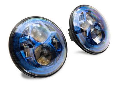 Raxiom 07-18 Jeep Wrangler JK 7-In LED Headlights- Blue Housing- Clear Lens