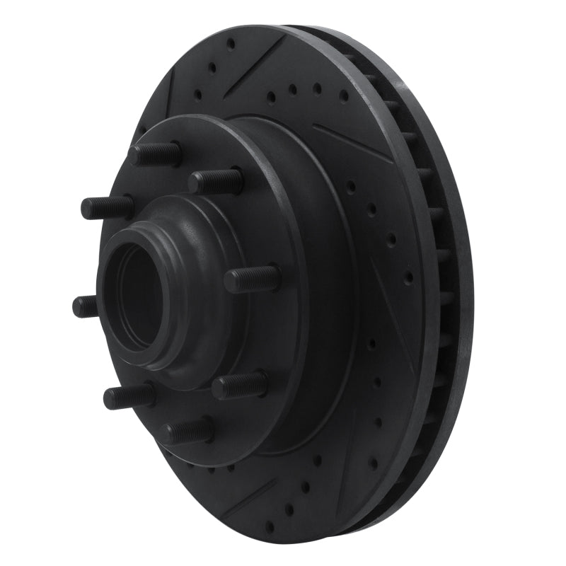 R1 Concepts R1 01-02 Chevrolet Express 3500 Front Left Drilled & Slotted Black Brake Rotor