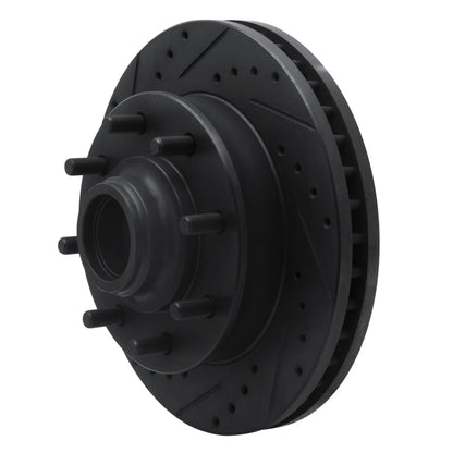 R1 Concepts R1 01-02 Chevrolet Express 3500 Front Left Drilled & Slotted Black Brake Rotor