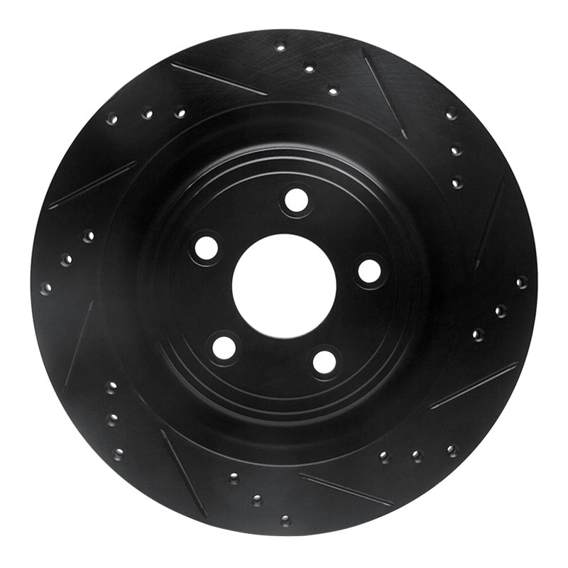 R1 Concepts R1 06-15 Jaguar Super V8 Rear Right Drilled & Slotted Black Brake Rotor