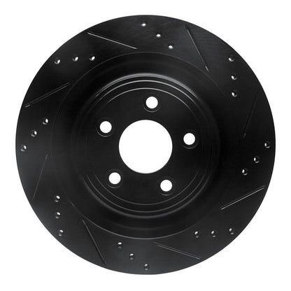 R1 Concepts R1 06-15 Jaguar Super V8 Rear Right Drilled & Slotted Black Brake Rotor