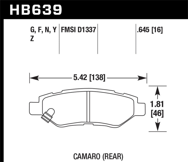 Hawk Performance Hawk 10-15 Chevrolet Camaro 3.6L / 08-14 Cadillac CTS (w/JE5/J55 Brakes) DTC-60 Race Rear Brake Pads