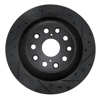 R1 Concepts R1 07-17 Lexus LS460 Right Rear Drilled & Slotted Black Brake Rotor