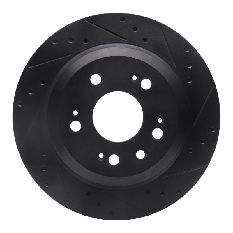R1 Concepts R1 05-12 Acura RL Rear Right Drilled & Slotted Black Brake Rotor