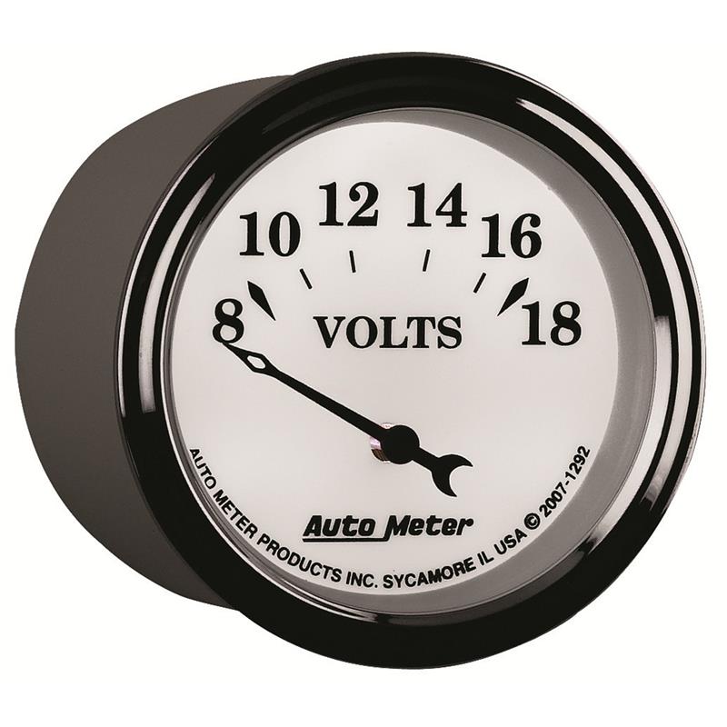 AutoMeter Gauge Voltmeter 2-1/16in. 18V Elec Old Tyme White II