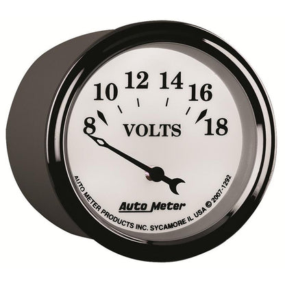 AutoMeter Gauge Voltmeter 2-1/16in. 18V Elec Old Tyme White II