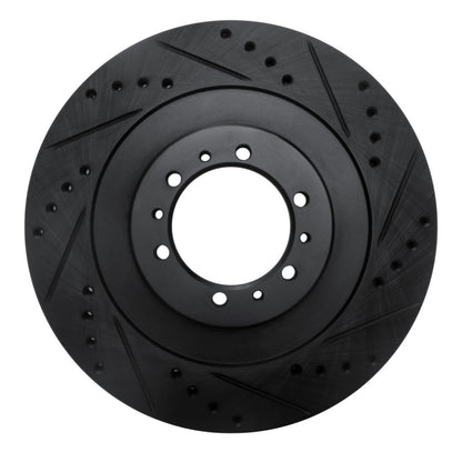 R1 Concepts R1 98-04 Mitsubishi Montero Front Right Drilled & Slotted Black Brake Rotor
