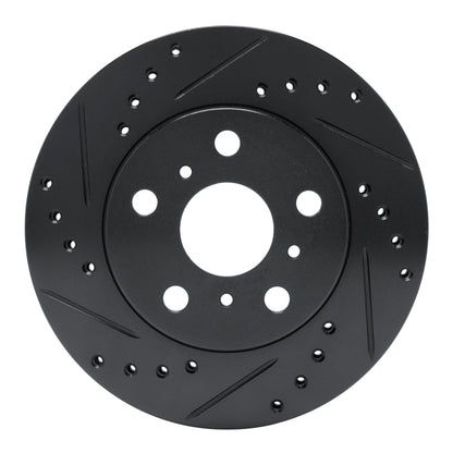 R1 Concepts R1 83-86 Toyota Camry Front Left Drilled & Slotted Black Brake Rotor