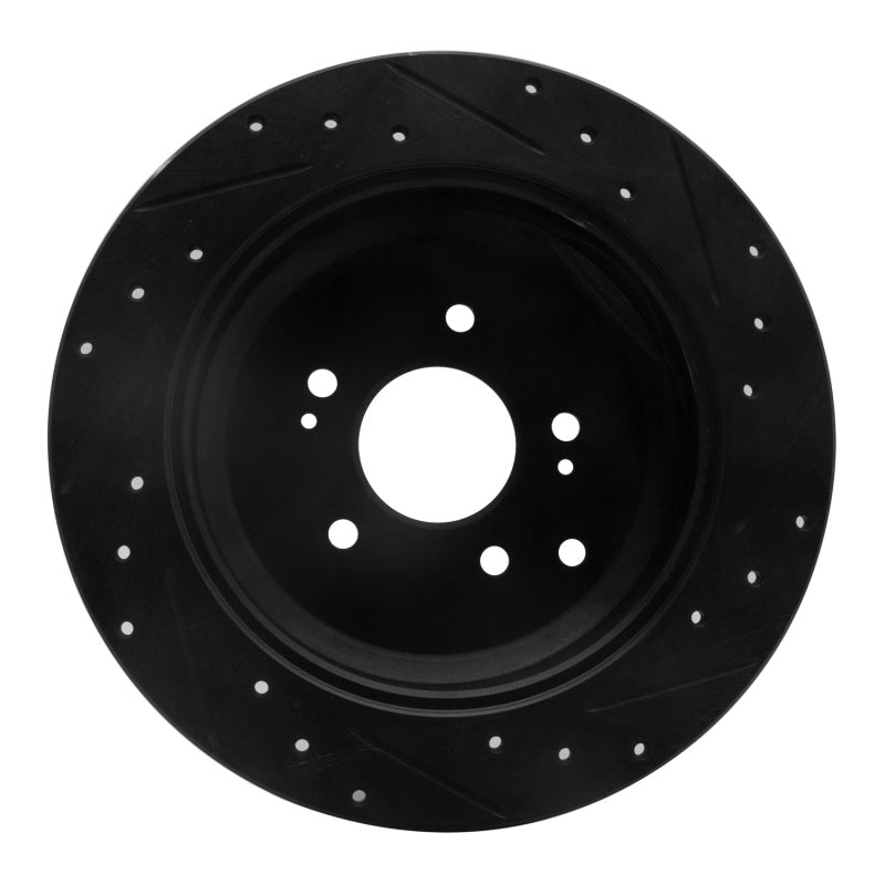 R1 Concepts R1 07-12 Hyundai Veracruz Rear Left Drilled & Slotted Black Brake Rotor