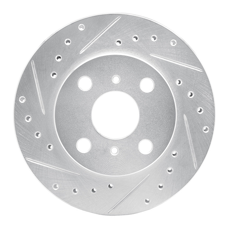 R1 Concepts R1 86-89 Toyota Celica Front Left Drilled & Slotted Silver Brake Rotor