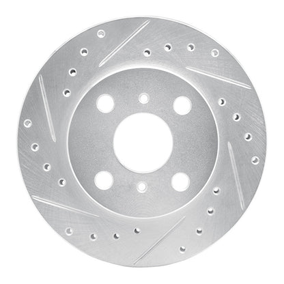 R1 Concepts R1 86-89 Toyota Celica Front Left Drilled & Slotted Silver Brake Rotor