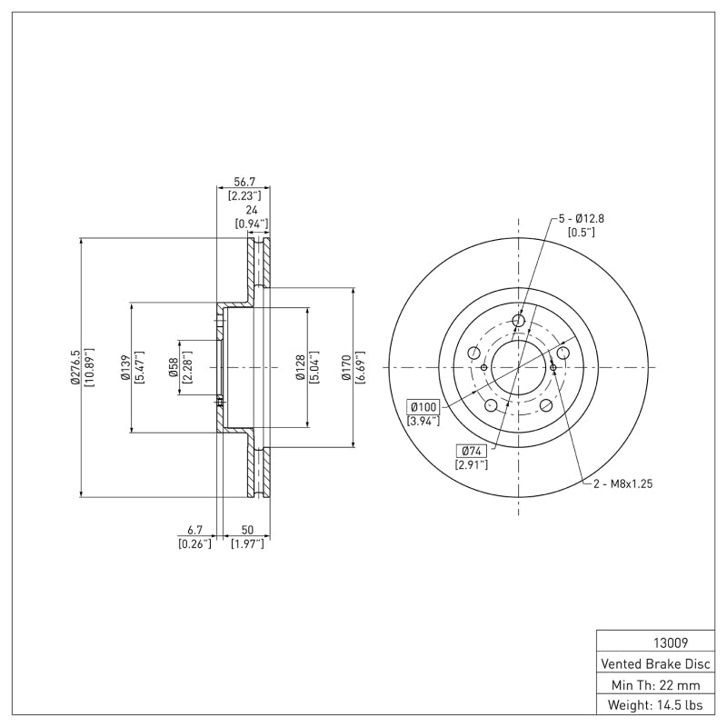DFC 90-16 Saab 9-2X Front Brake Rotor