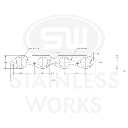 Stainless Works Big Block Chevy Round Port Header 304SS Exhaust Flanges 2-1/4in Primaries