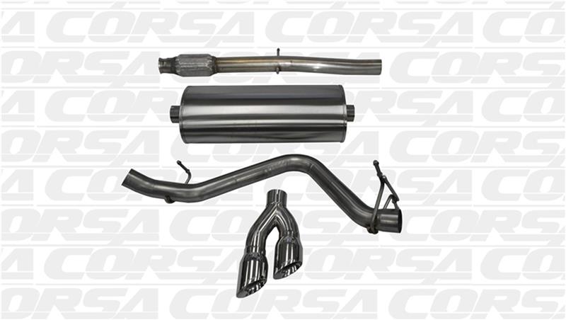 CORSA Performance Corsa 14-19 GMC Sierra/Chevy Silv 1500 Crew Cab/Std. Bed 5.3L V8 Polished  Single Side