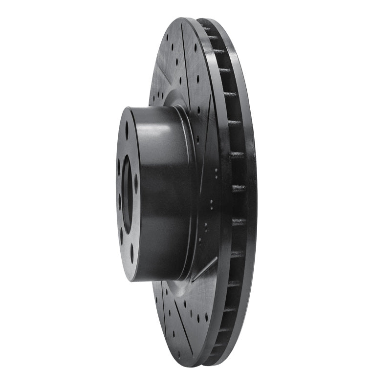 R1 Concepts R1 11-18 BMW X4 Front Right Drilled & Slotted Black Brake Rotor