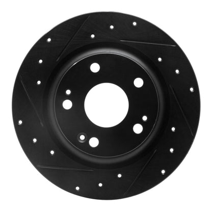 R1 Concepts R1 17-20 Honda Civic Sedan Rear Left Drilled & Slotted Black Brake Rotor
