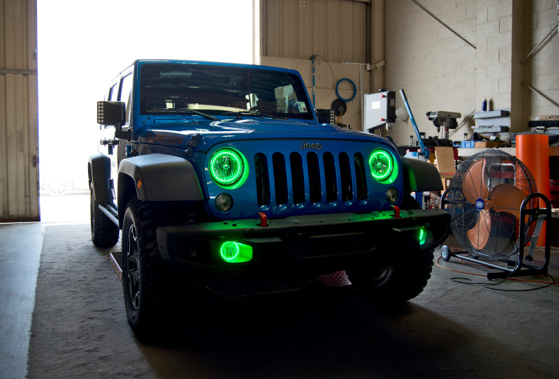 ORACLE Lighting Oracle 07-17 Jeep Wrangler Surface Mount LED Headlight Halo Kit - Green