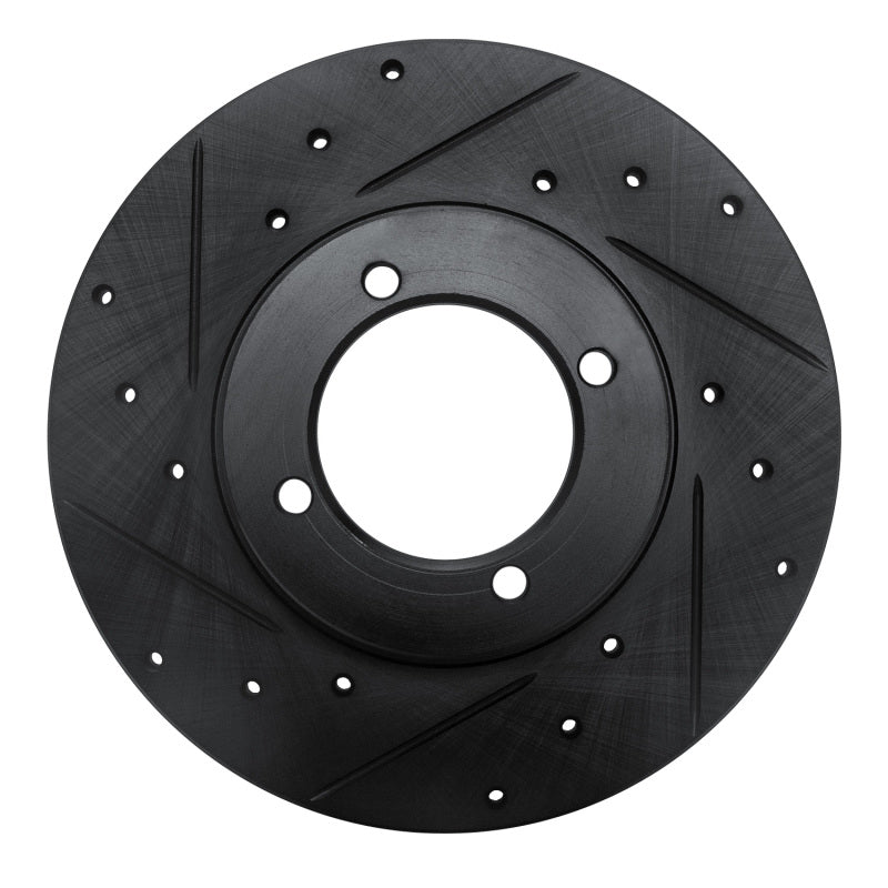 R1 Concepts R1 70-73 Nissan 240Z Front Left Drilled & Slotted Black Brake Rotor