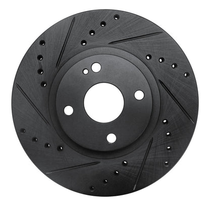 R1 Concepts R1 01-05 Mazda Miata Front Left Drilled & Slotted Black Brake Rotor
