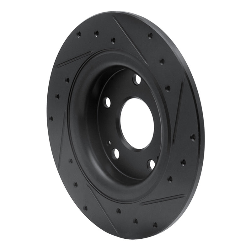 R1 Concepts R1 17-20 Honda Civic Sedan Rear Left Drilled & Slotted Black Brake Rotor