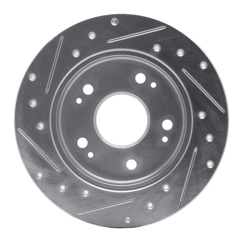 R1 Concepts R1 06-15 Honda Civic Si Rear Right Drilled & Slotted Silver Brake Rotor