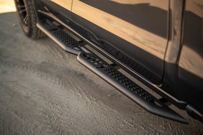 DV8 Offroad 19-24 GMC Sierra 1500 Crew Cab OE Plus Side Steps - Black Steel