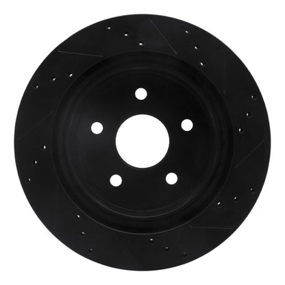 R1 Concepts R1 04-06 Dodge Ram 1500 Pickup Rear Left Drilled & Slotted Black Brake Rotor