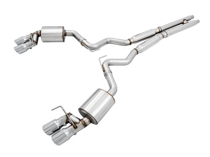 AWE Tuning 2018+ Ford Mustang GT (S550) Cat-Back Exhaust - Touring Edition (Quad Chrome Silver Tips)