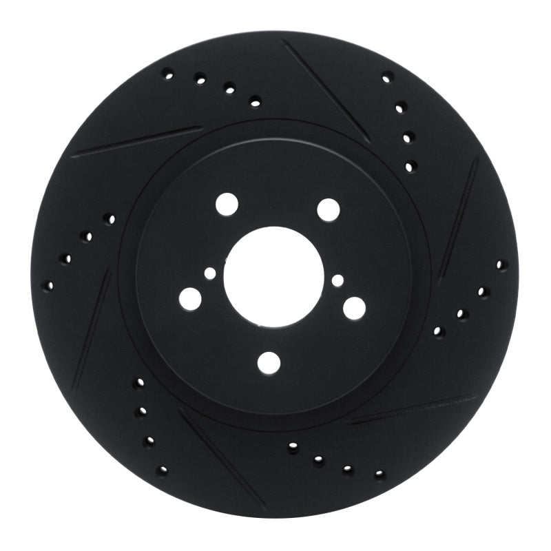 R1 Concepts R1 17-23 Subaru Impreza Front Right Drilled & Slotted Black Brake Rotor