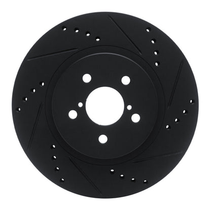 R1 Concepts R1 17-23 Subaru Impreza Front Right Drilled & Slotted Black Brake Rotor