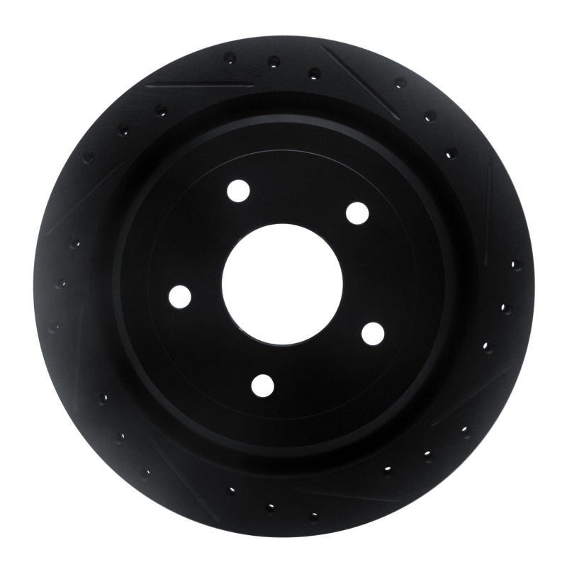 R1 Concepts R1 97-13 Cadillac XLR Rear Right Drilled & Slotted Black Brake Rotor