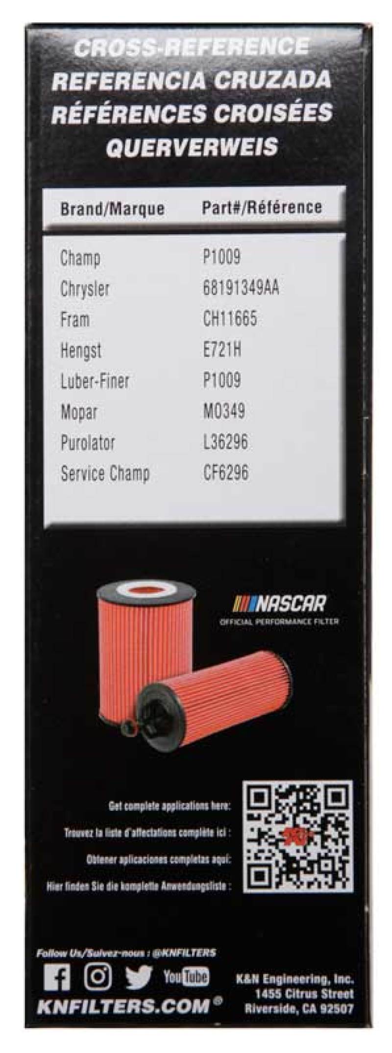 K&N Engineering K&N Performance Oil Filter for 14-17 Dodge Durango 3.6L / 14-17 Jeep Grand Cherokee 3.6L