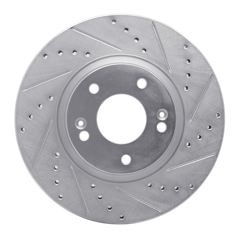R1 Concepts R1 10-13 Hyundai SANTA FE Front Right Drilled & Slotted Silver Brake Rotor