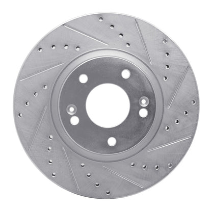 R1 Concepts R1 10-13 Hyundai SANTA FE Front Right Drilled & Slotted Silver Brake Rotor
