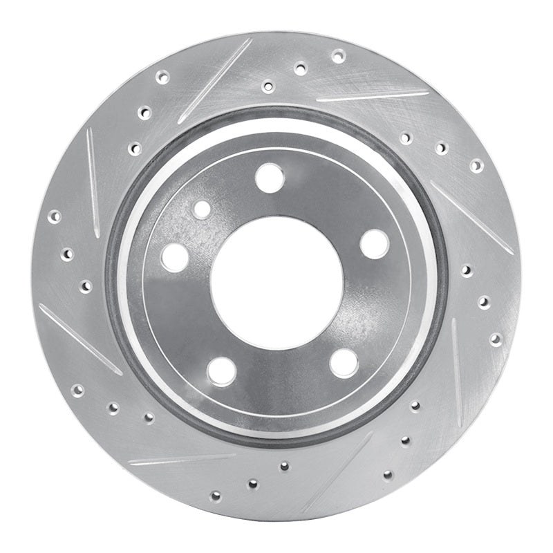 R1 Concepts R1 88-94 BMW 740I Rear Left Drilled & Slotted Silver Brake Rotor