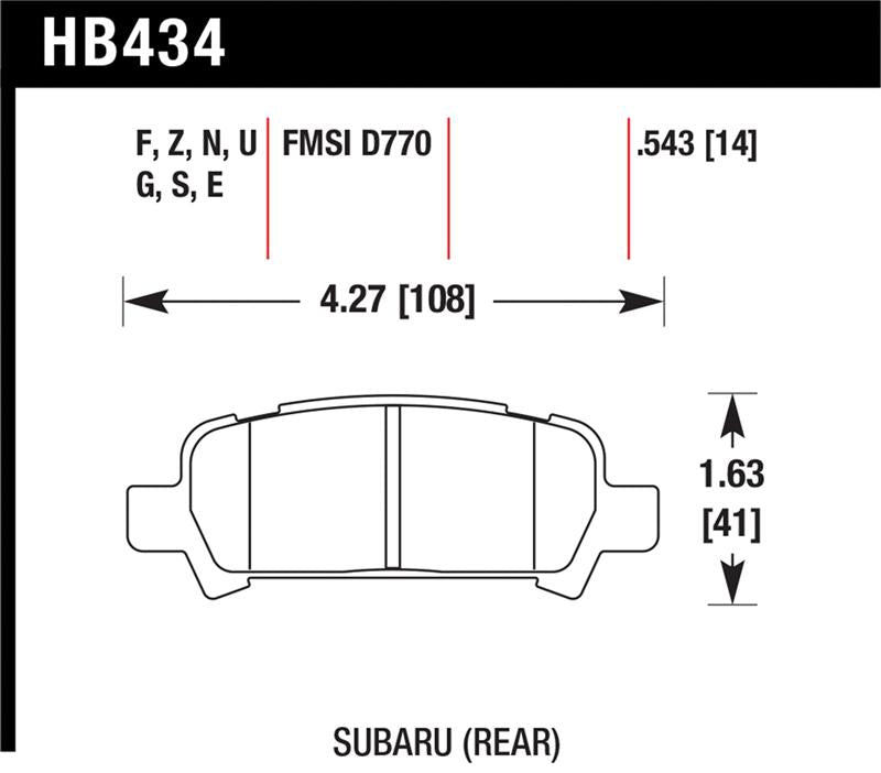 Hawk Performance Hawk 02-03 WRX / 05-08 LGT D770 HPS Street Rear Brake Pads