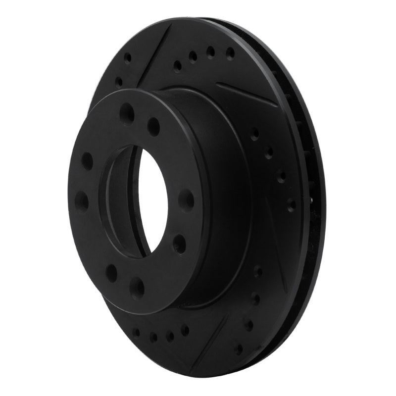 R1 Concepts R1 86-88 Mazda RX-7 Front Left Drilled & Slotted Black Brake Rotor
