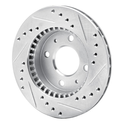 R1 Concepts R1 95-00 Nissan Lucino (Mexico) Front Left Drilled & Slotted Silver Brake Rotor